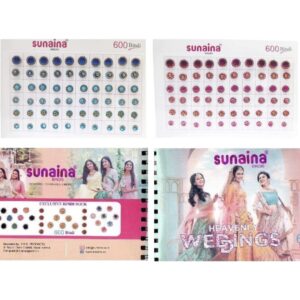 Sunaina Spiral Mix Design doubleshade stone border kundan golden ball border bindi book  (Pack of 600 bindi)