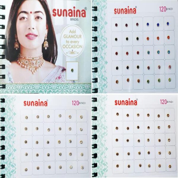 SUNAINA  New Mini Spiral Multicolor Kundan Stone Multicolor 120 Bindi Book (Size-103)