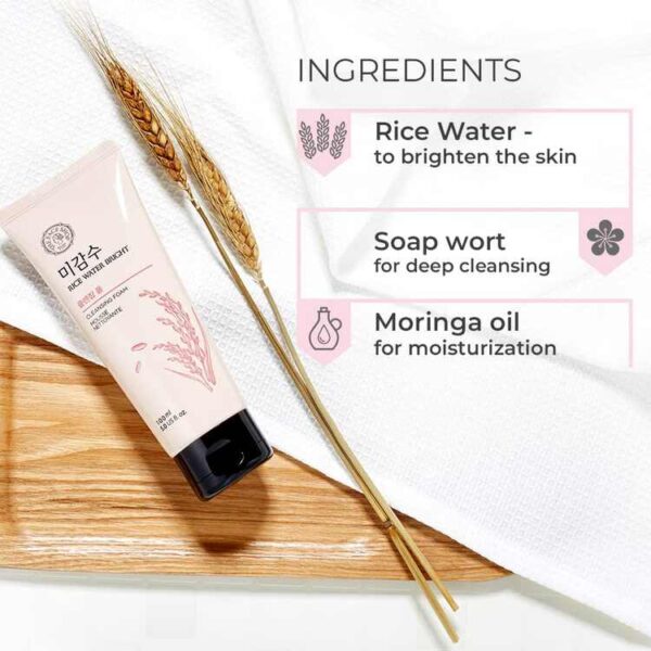 Rice Water Bright Foaming Face Wash 100ml - Image 4