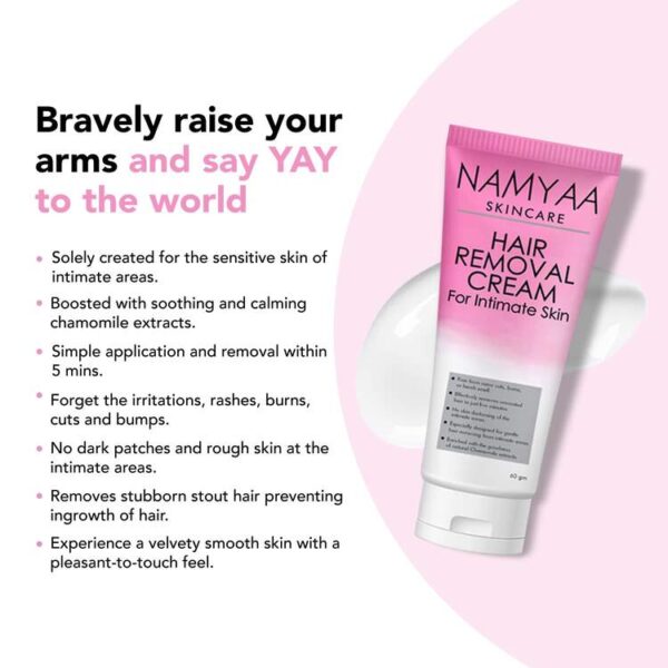 Namyaa Hair Removal Cream for Intimate Skin women 60g with After Wax Soothing Serum with Vitamin C 60g - Image 3